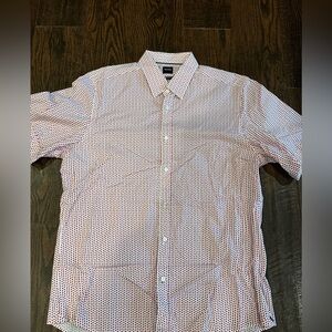 Hugo Boss Men’s Short Sleeve button up shirt red white pattern large